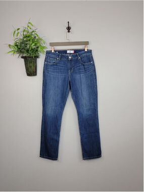 CAbi #5166 The Straight Leg Jeans Dark Blue Wash Mid Rise Stretch Slim Fit 10